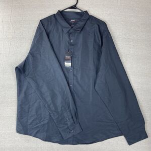 MIX&NY Performance Men's 2XL/XXL Wicking NWT Long Sleeve Dark Gray Button Shirt